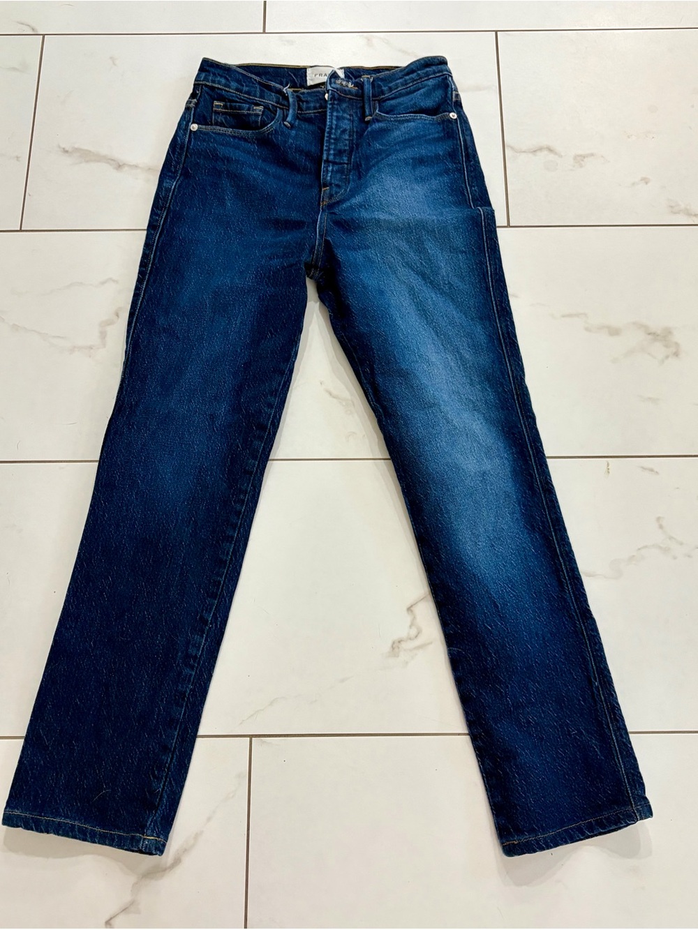Frame Le Sylvie Slender Straight Leg Button Fly Jeans 25
